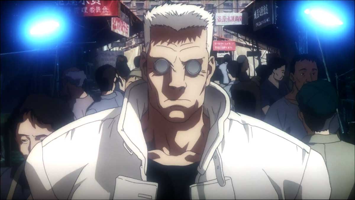 Motoradrennen vor Neo-Tokios Skyline